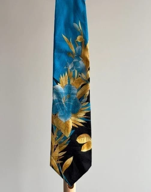 🐅Jedwabny Krawat Kenzo Vintage – Kwiatowy Wzór / Botaniczny / Silk