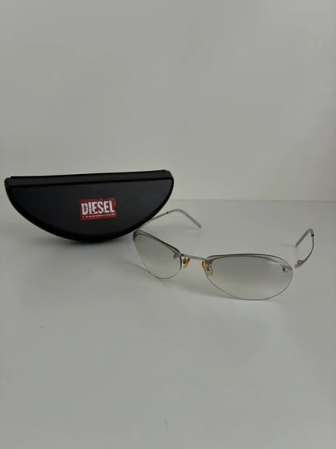 Okulary przeciwsłoneczne Vintage rimless Diesel sunglasses YB7NN Italy 90s 00s y2k luxury metal