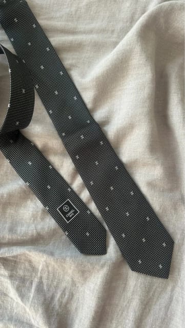 Chanel black silk tie