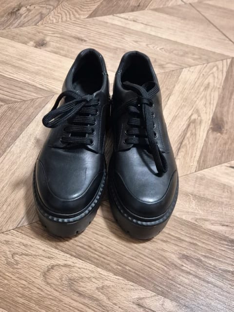 Marc O'Polo 38 buty skórzane czarne sneakersy półbuty platforma gruba podeszwa 24,5 cm