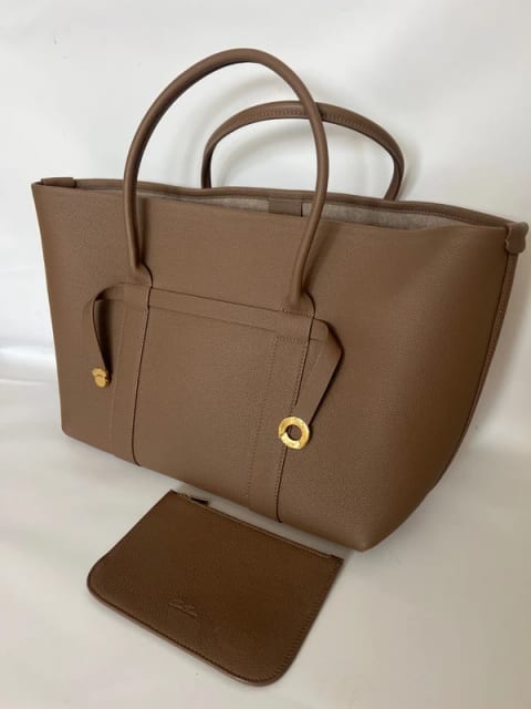 Loro Piana Ghiera z pochette brąz skóra shopper
