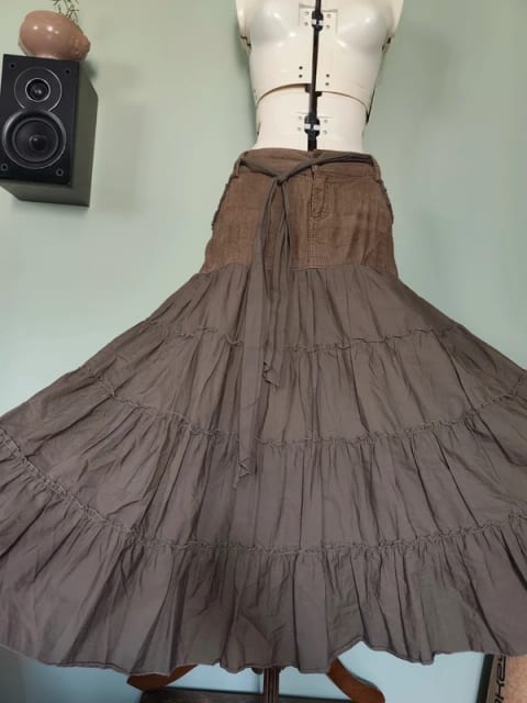 Spódnica z kieszeniami vintage falbany marka premium