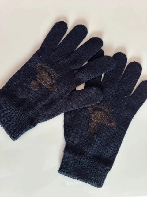 Vivienne Westwood Navy Blue Orb Knit Gloves
