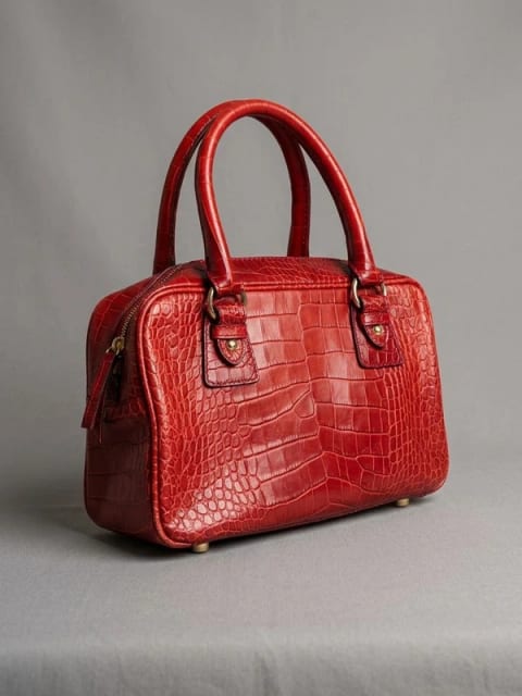 MaxMara Geantă de mână roșie Max Mara din piele cu imprimeu croco