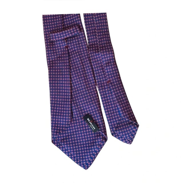 Cravată Kiton Napoli 7-Fold Mătase Autentică, Model Geometric, Hand Made Italy, Lux Sartorial