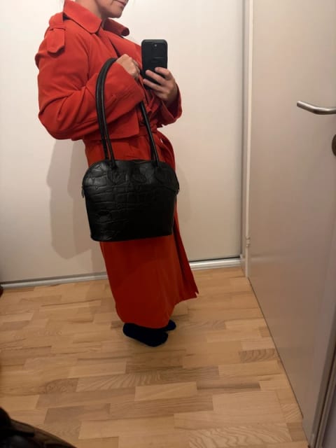 Vintage Mulberry taske – sort Congo / croc embossed læder