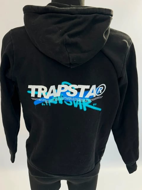 Czarna Bluza z Kapturem Trapstar London Logo Plecy S Drip Streetwear