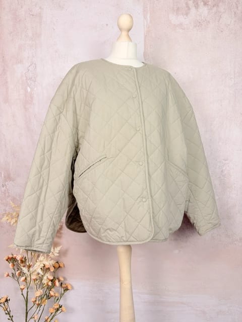 Toteme quilted jacket / pikowana kurtka oversize organic cotton beż greige minimalistyczna