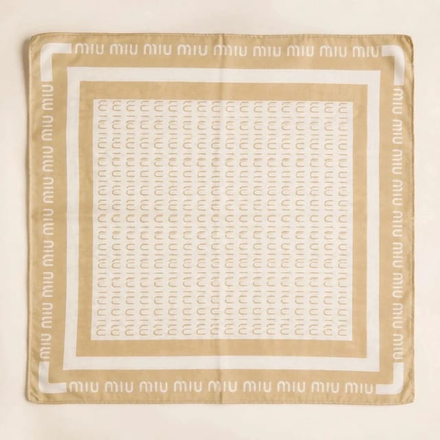 Miu Miu - jedwabna chusta logo print, Made in Italy