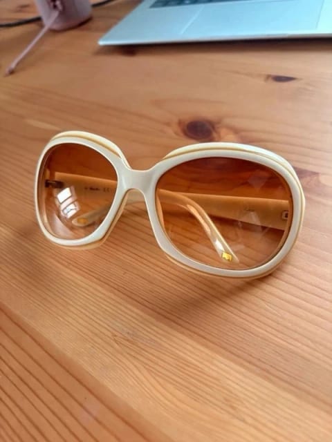 Okulary przeciwsłoneczne Max Mara kremowe vintage y2k