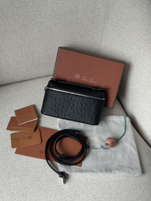 Сумка Loro Piana Extra Bag 19 Ostrich Leather Black