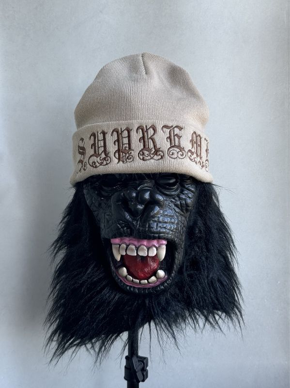Шапка Supreme big logo мужская one size бежевая оригинал. Чоловіча шапка Supreme